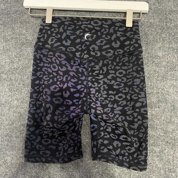 Zyia Active Biker Shorts XS Black Leopard Reflective Hustle 7" Workout High Rise - Picture 5 of 15
